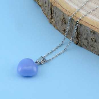 Cuore in pietra Agata blu naturale Zoppi Gioielli - Bijoux Collane con gemme CL10PH20C
