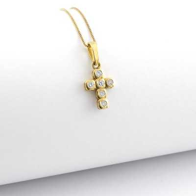 Collana uomo con croce in oro giallo e diamanti Zoppi Gioielli - Gold jewellery Collane oro diamanti CLD25G4AU