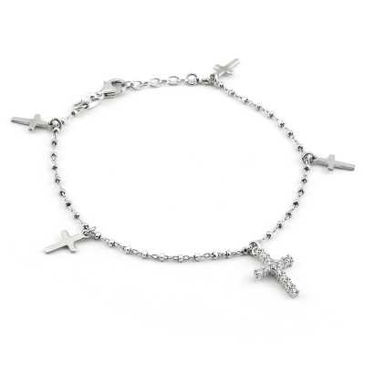 Bracciale a rosario con croci pendenti Zoppi Gioielli - Bijoux Bracciali religiosi BRR125AGP