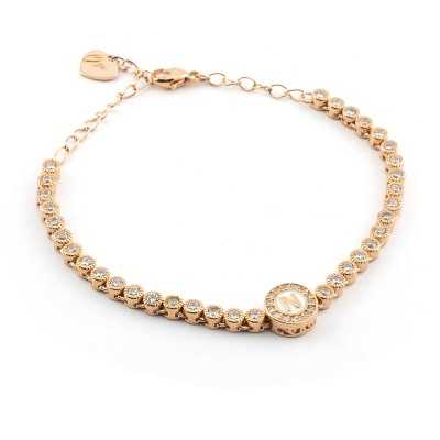 Bracciale Tennis con lettera N in argento rosa Osa jewels Osa Name Collection OSA7010-N