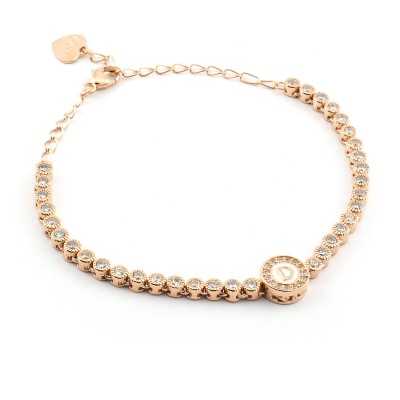Bracciale Tennis con lettera D in argento rosa Osa jewels Osa Name Collection OSA7010-D