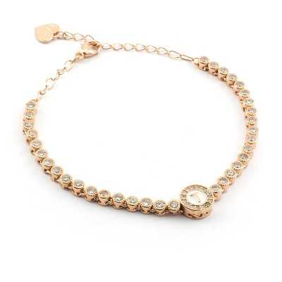 Bracciale Tennis con lettera T in argento rosa Osa jewels Osa Name Collection OSA7010-T