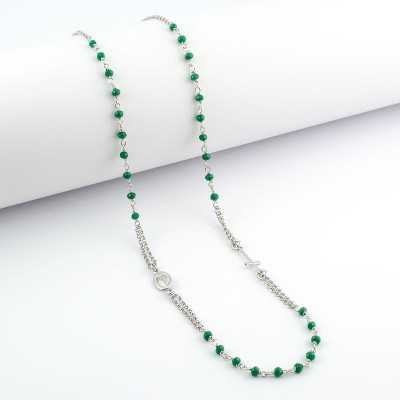 Girocollo a rosario argento e spinelli verde smeraldo Alexia gioielli Collane religiose CL21AGRV