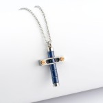 Collana con croce in acciaio e ceramica blu Alexia gioielli Collane Uomo CL150AC3