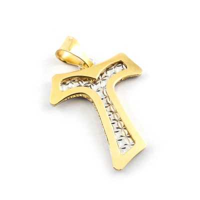 Croce Tau in oro giallo e bianco 18kt Zoppi Gioielli - Gold jewellery Croci e Medaglie TAU730AU1
