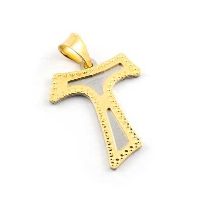 Pendente Tau in oro giallo e bianco 18kt Zoppi Gioielli - Gold jewellery Croci e Medaglie TAU730AU2