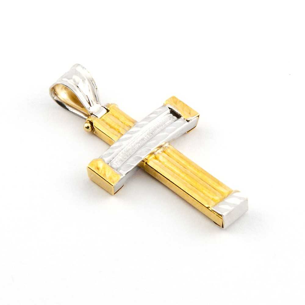 Croce in oro giallo e bianco 18kt Zoppi Gioielli - Gold jewellery Croci e Medaglie CN225AUGB