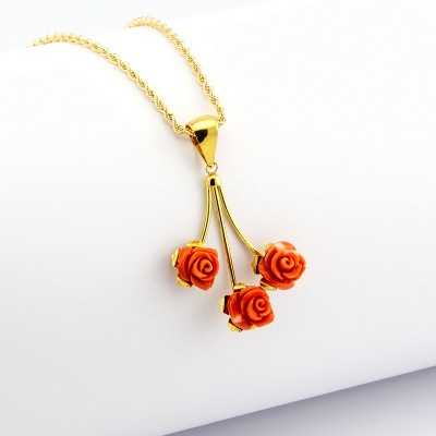 Collana con pendente con rose di corallo in oro giallo Zoppi Gioielli - Gold jewellery Collane Donna CLC575AU