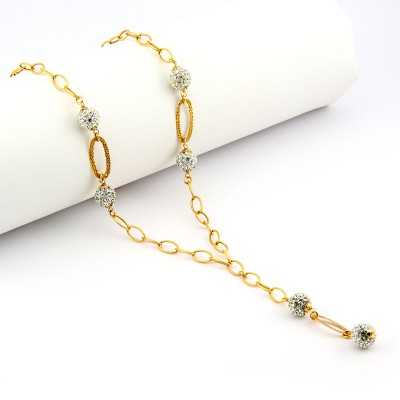 Collana a catena con pallini di zirconi in oro 18kt Zoppi Gioielli - Gold jewellery Collane Donna CL785AUC