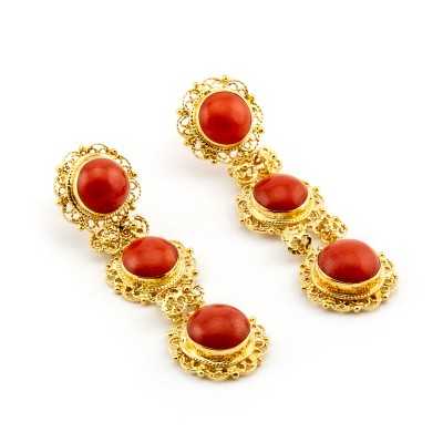 Orecchini pendenti oro e corallo Zoppi Gioielli - Gold jewellery Orecchini con gemme ORC1555AU