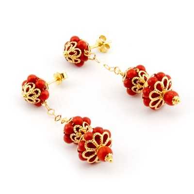 Orecchini pendenti in oro e corallo rosso Zoppi Gioielli - Gold jewellery Orecchini con gemme ORC6AU