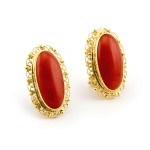 Orecchini toppe ovali con corallo in oro 18kt Zoppi Gioielli - Gold jewellery Orecchini con gemme ORC1105AU