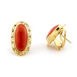 Orecchini toppe ovali con corallo in oro 18kt Zoppi Gioielli - Gold jewellery Orecchini con gemme ORC1105AU