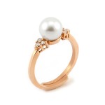 Anello con perla e zirconi in argento rosa Zoppi Gioielli - Bijoux Anelli con gemme ANP240AG