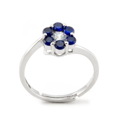 Anello fiore con pietre blu zaffiro in argento Zoppi Gioielli - Bijoux Anelli Donna AN14AGB