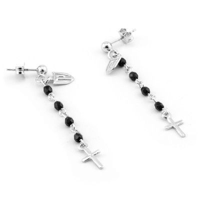 Orecchini con croce in argento e pietre nere Puca Jewels Orecchini religiosi OR1605AG