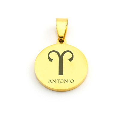 Medaglia dorata personalizzata con zodiaco e nome Zoppi Gioielli - Bijoux Medaglie personalizzabili MD20ZPO2