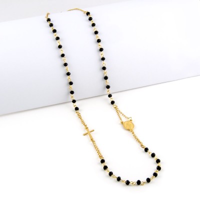 Girocollo rosario con pietre nere in acciaio dorato Alexia gioielli Collane religiose RBCL13ACO