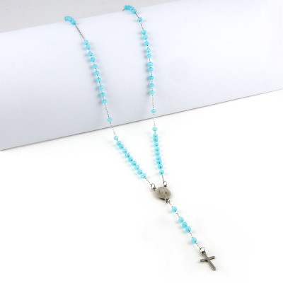 Collana a rosario con pietre azzurre in acciaio Alexia gioielli Collane religiose RBV12ACA