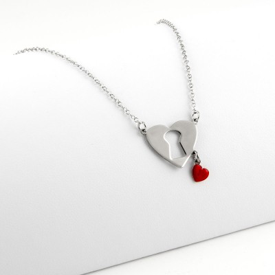 Collana con cuore e cuoricino rosso in argento Alexia gioielli Collane Donna CLC19AG