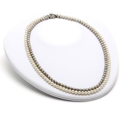 Collana di perle coltivate doppio filo bianco e grigio Zoppi Gioielli - Gold jewellery Collane con gemme NH42DPBG