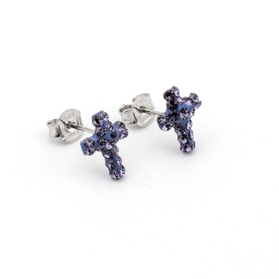 Orecchini con croce in argento con pietre blu Alexia gioielli Orecchini religiosi RBORCAG