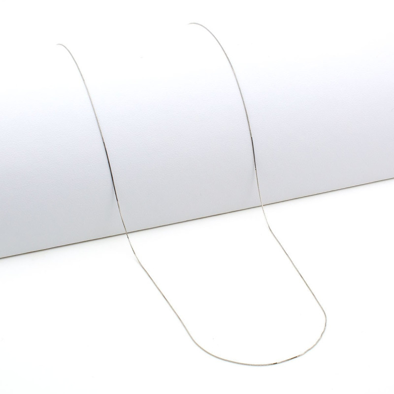 Catenina In Oro Bianco 14K - Modello Serpente Ottagonale, Larga 0.85 Mm, Lunga 55.9 Cm, Regolabile, 3.50 Gr - 4